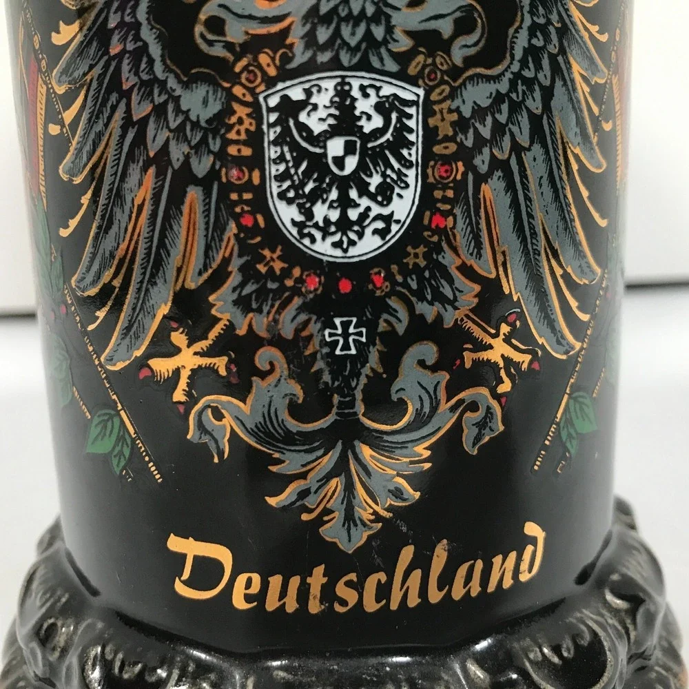 King 10 Deutschland Coat Of Arms Beer Stein 447 1/2 Made In Germany 93% Hanssen